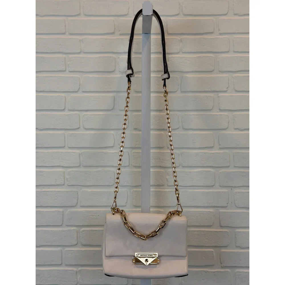 Michael Kors Cece Chain Crossbody Bag Cream Leather Small